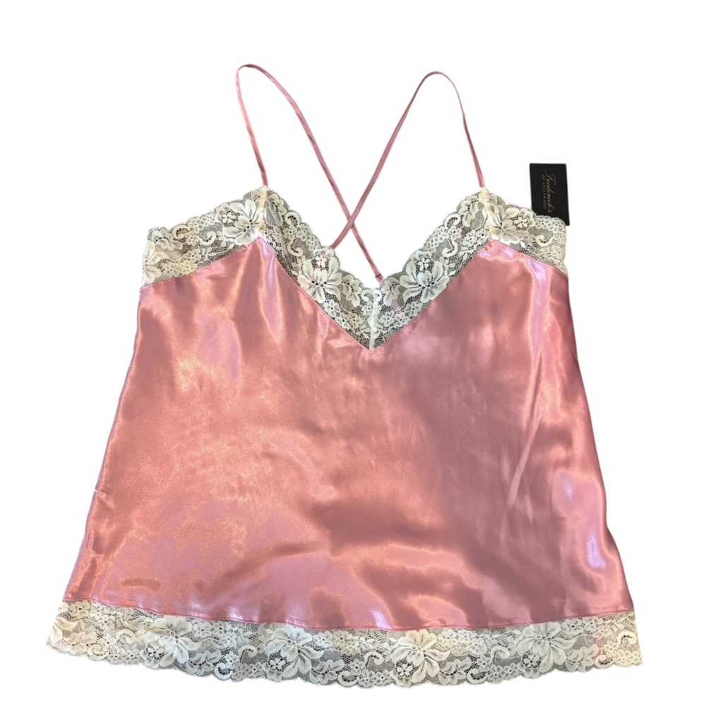 NEW! XL Frederick's of Hollywood Pink Satin Lace Chemise Coquette Romantic Girly